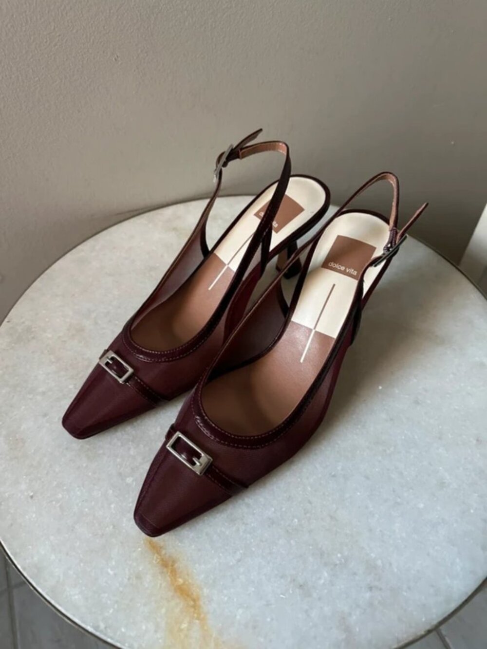 Dolce Vita Lorine Slingback 1" Heels Burgundy Pointed Toe Size 8.5 Old Money